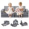 14-Piece Modular Kids Play Sofa – 28D Sponge, Short Plush Fabric, Creative Combination Couch (Gray)
